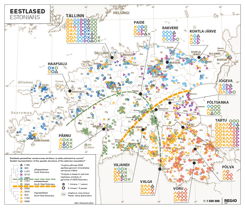 Kaart eestlaste geneetikast.
