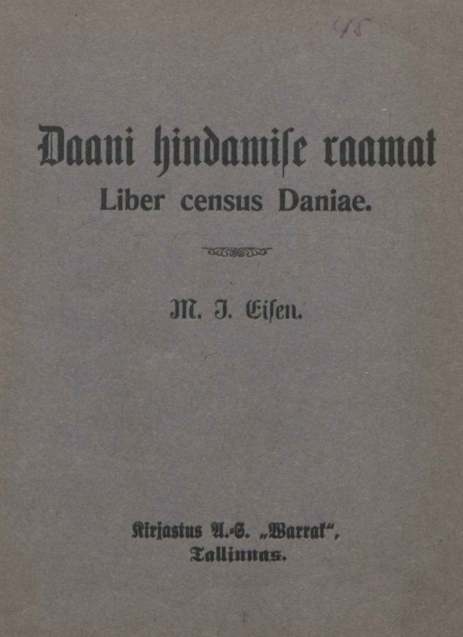 Taani hindamisraamat Matthias Johann Eiseni kommentaaridega.